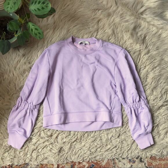 Tibi Sculpted Sleeve Sweatshirt in Lavender - Picture 2 of 4